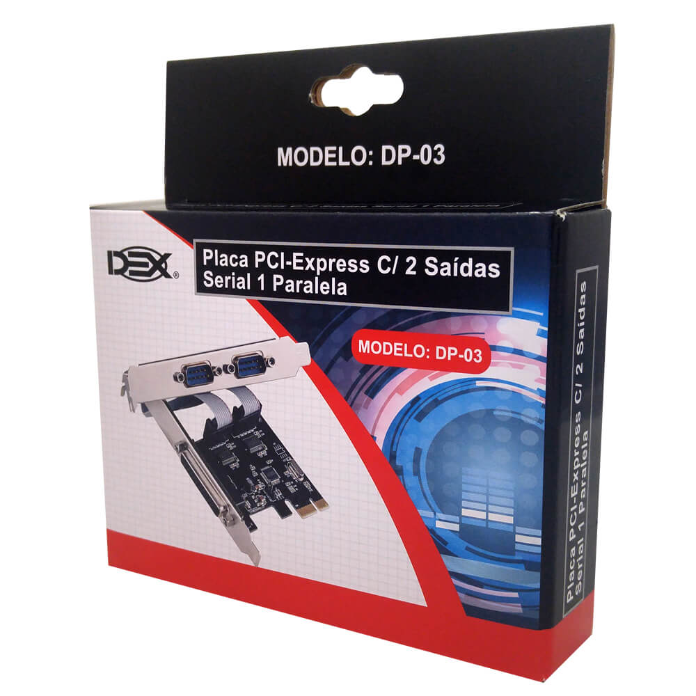 Miniatura Placa Pci Express 2 Seriais, 1 Paralela