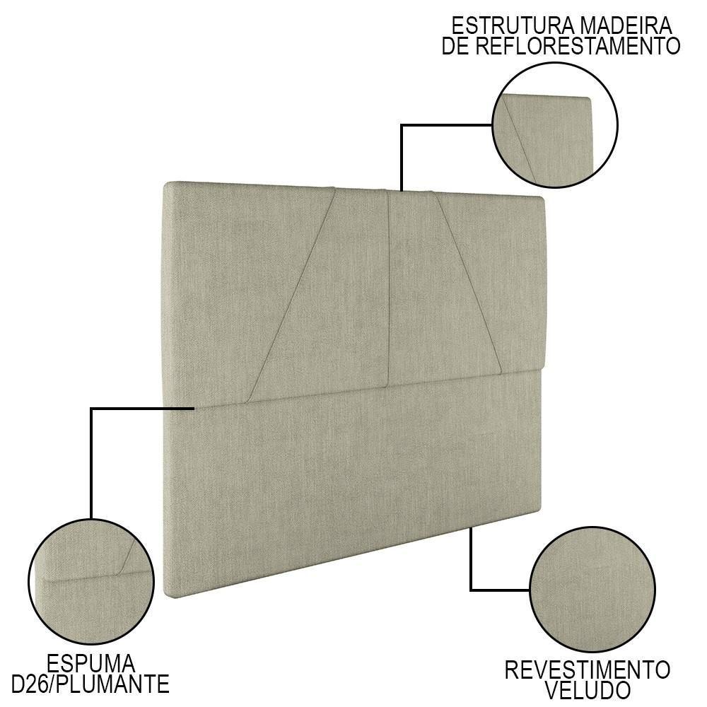 Cama Casal Com Cabeceira 145cm Pés Metálicos Elisa S05 Veludo Bege - Mpozenato