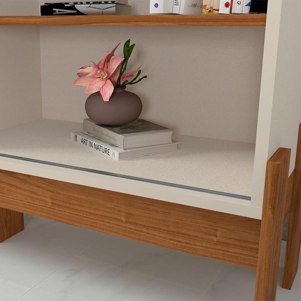 Rack com Painel para Tv 42 Polegadas Wood Perola Metalizado / Cinamomo Mel