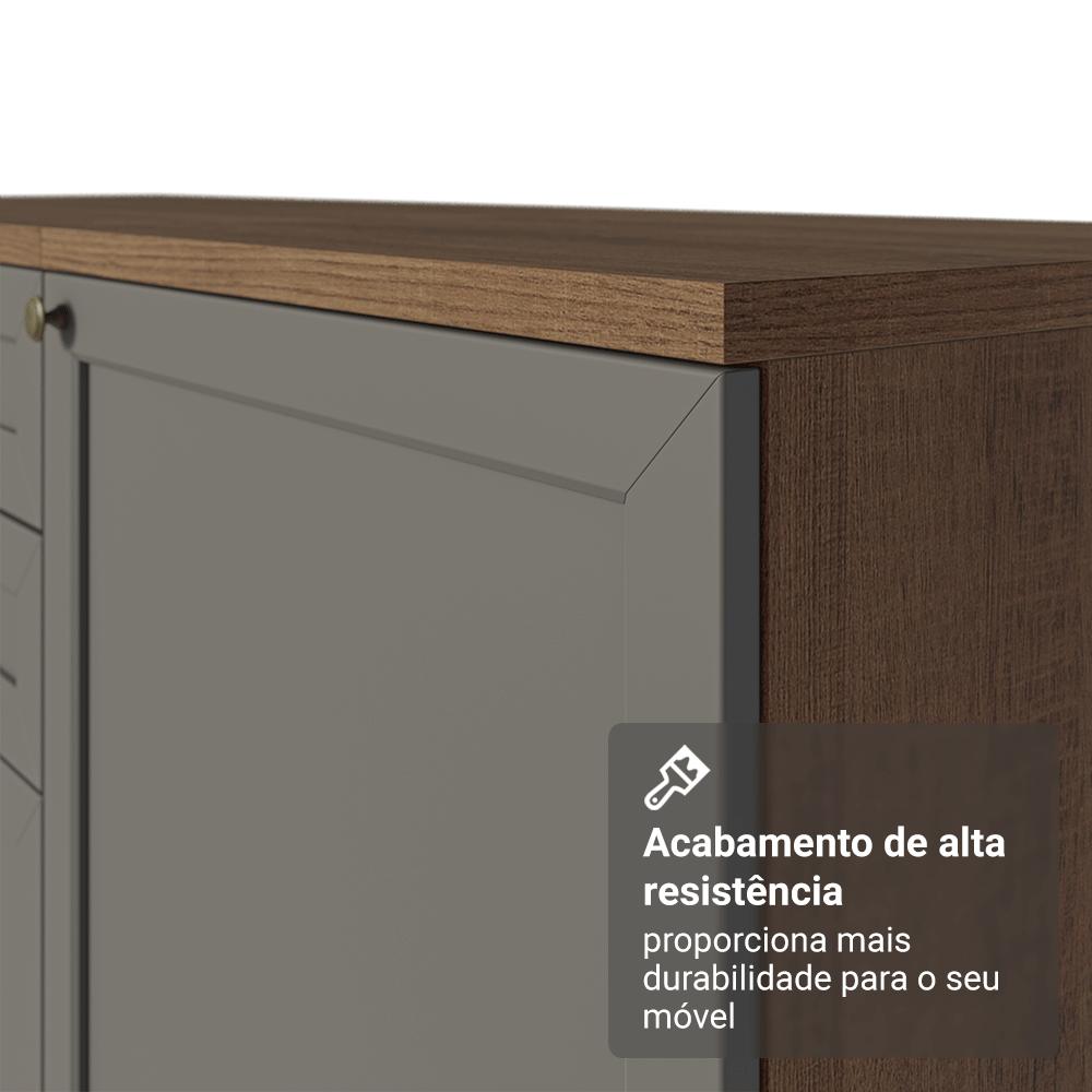 Armário de Cozinha Compacta 180 cm Rustic/Cinza Vik Madesa 01 Rustic/Cinza