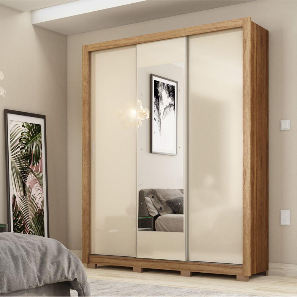 Miniatura Guarda Roupa Casal 3 Portas Vero C/ Pés E Espelho 32270pe Off White