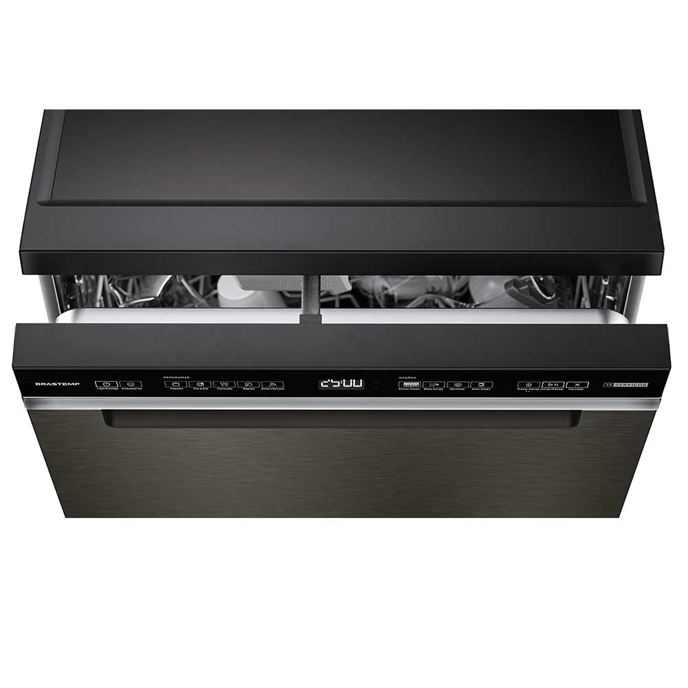 Miniatura Lava-Louças Brastemp Eclipse Collection Black Stainless com 15 Serviços, 05 Programas de Lavagem - BLF62AP 110