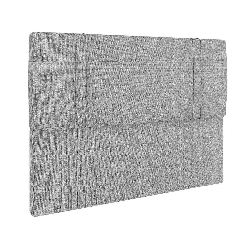 Base Bi Partida Slim King Em Linho Com Cabeceira Skybox Cor Cinza