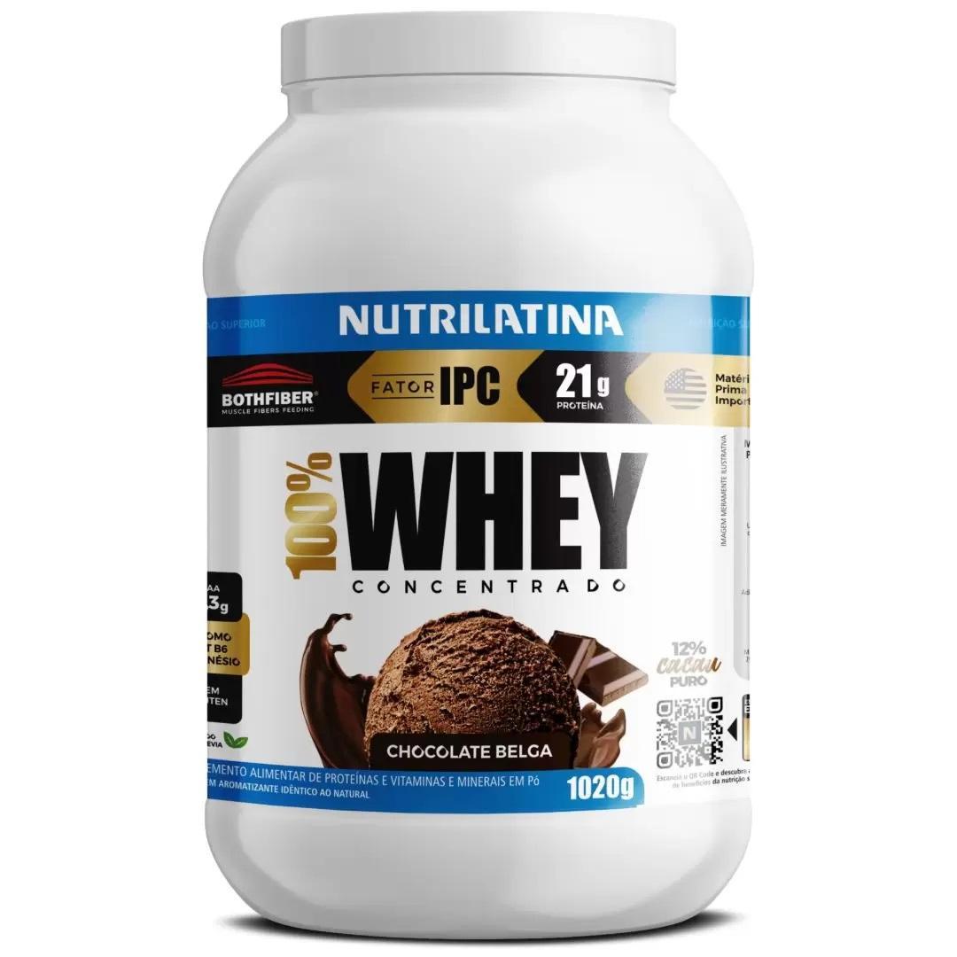 Miniatura 100% Whey Protein (1020G) Sabor Chocolate Belga Nutrilatina