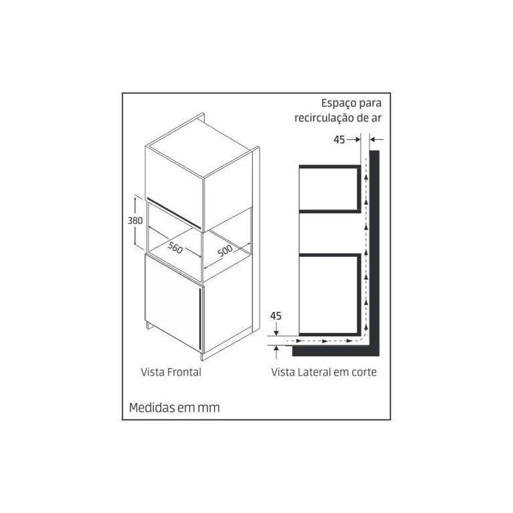 Miniatura Forno Micro-ondas De Embutir Mueller 25 Litros MMO0225G1 Preto 220V