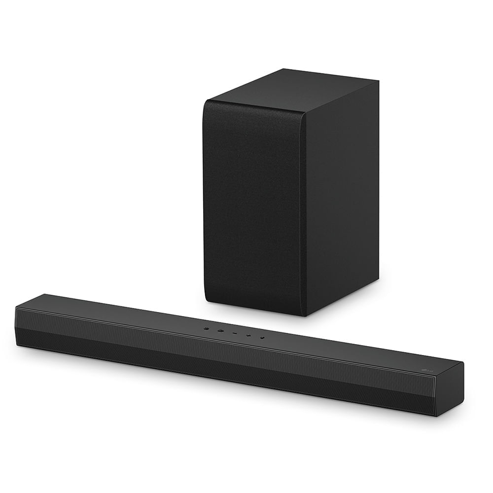 Miniatura Soundbar LG com Subwoofer sem Fio, 2.1 Canais, AI Sound Pro, Conexões Múltiplas e 300W RMS - S40T Bivolt