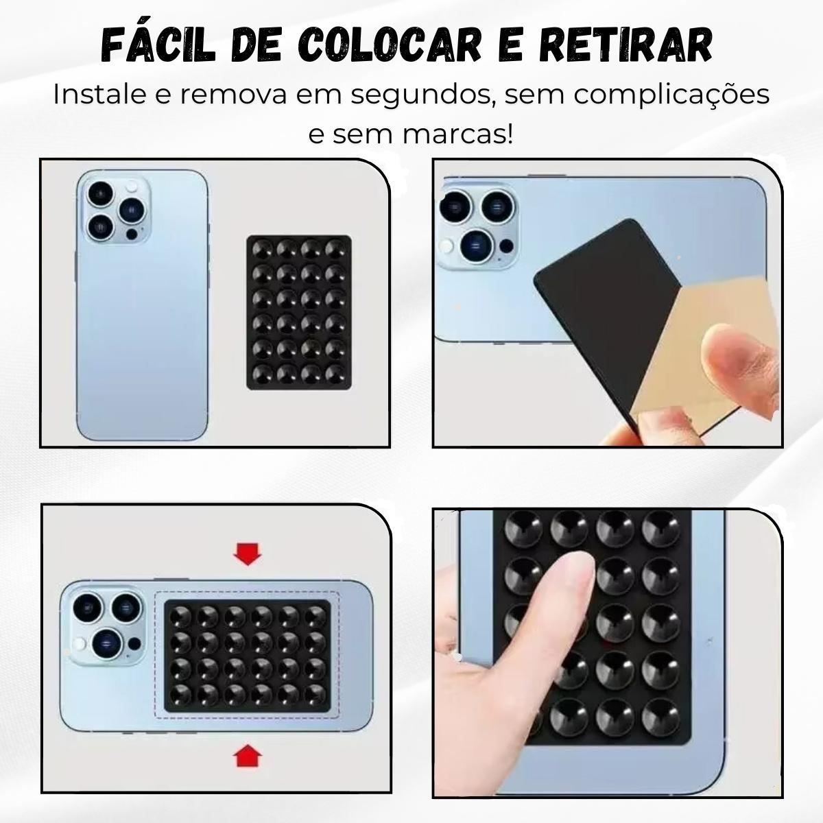 Miniatura Suporte Premium Com Ventosa Silicone Para Celular Superfície