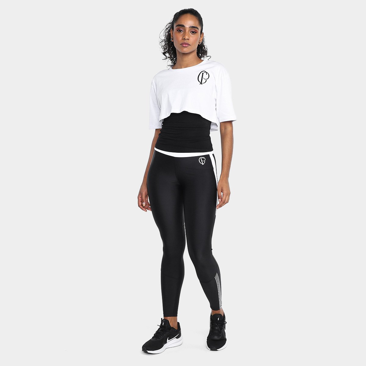 Miniatura Calça Legging Corinthians Coimbra Fitness Feminina Preto - EGG