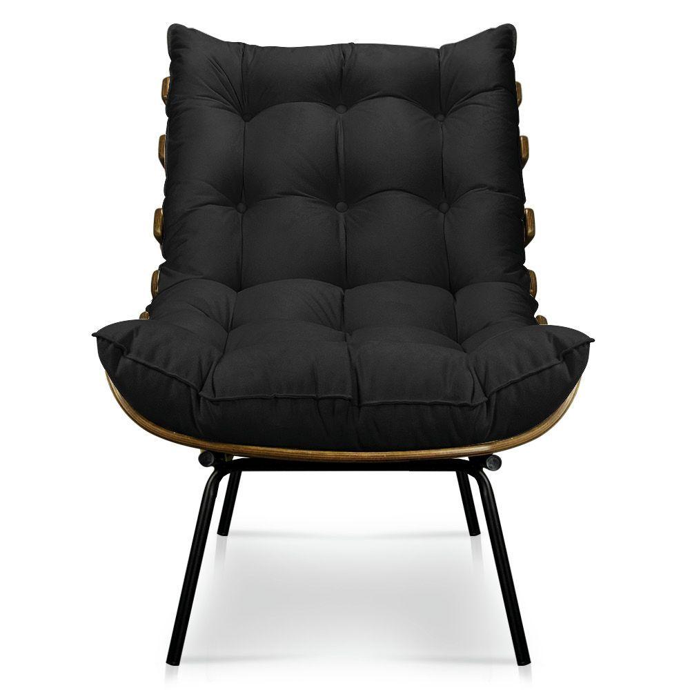 Miniatura Poltrona Costela Suede Base Metálica Pallazio Preto