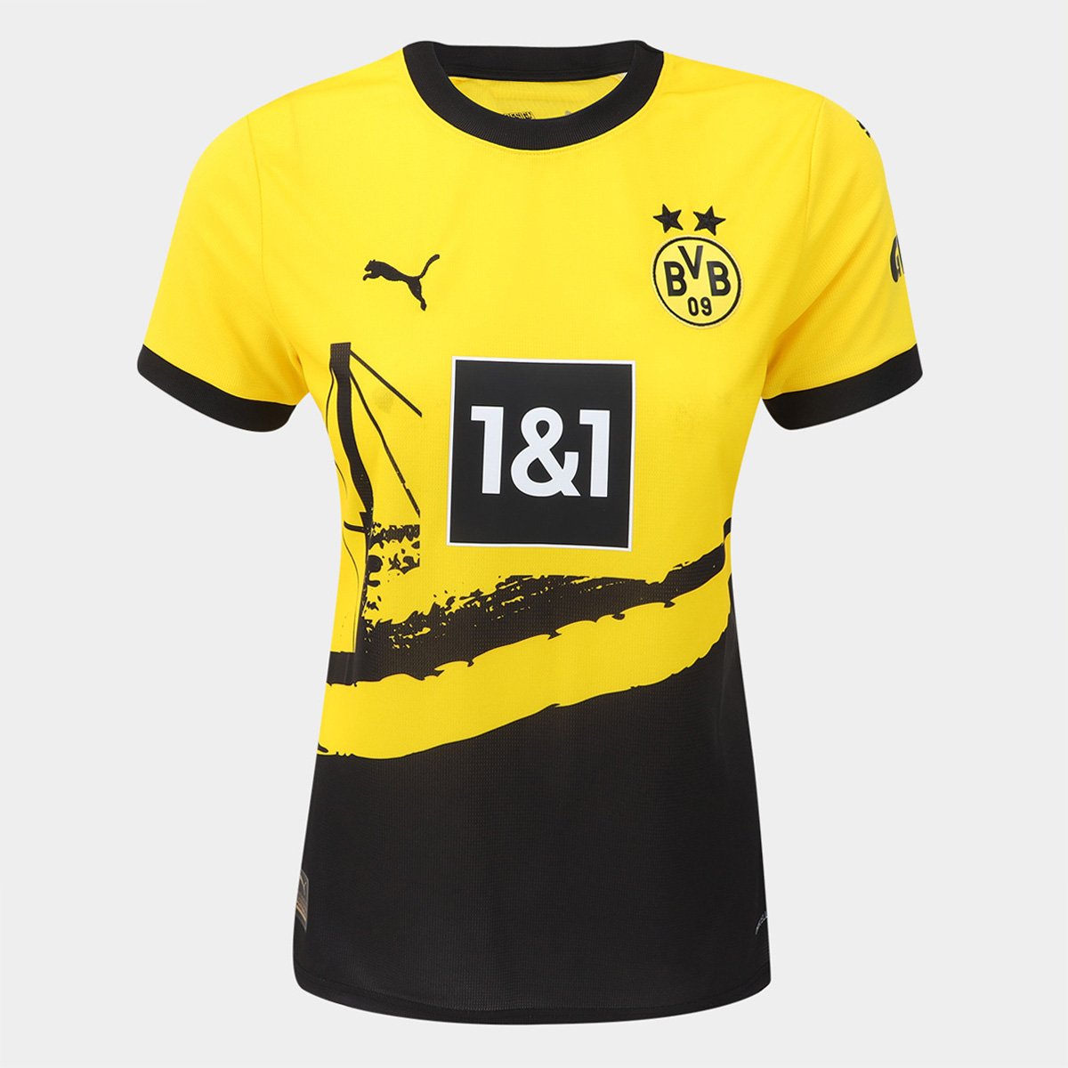 Miniatura Camisa Borussia Dortmund Home 23/24 s/nº Torcedor Puma Feminina Amarelo+Preto - GG