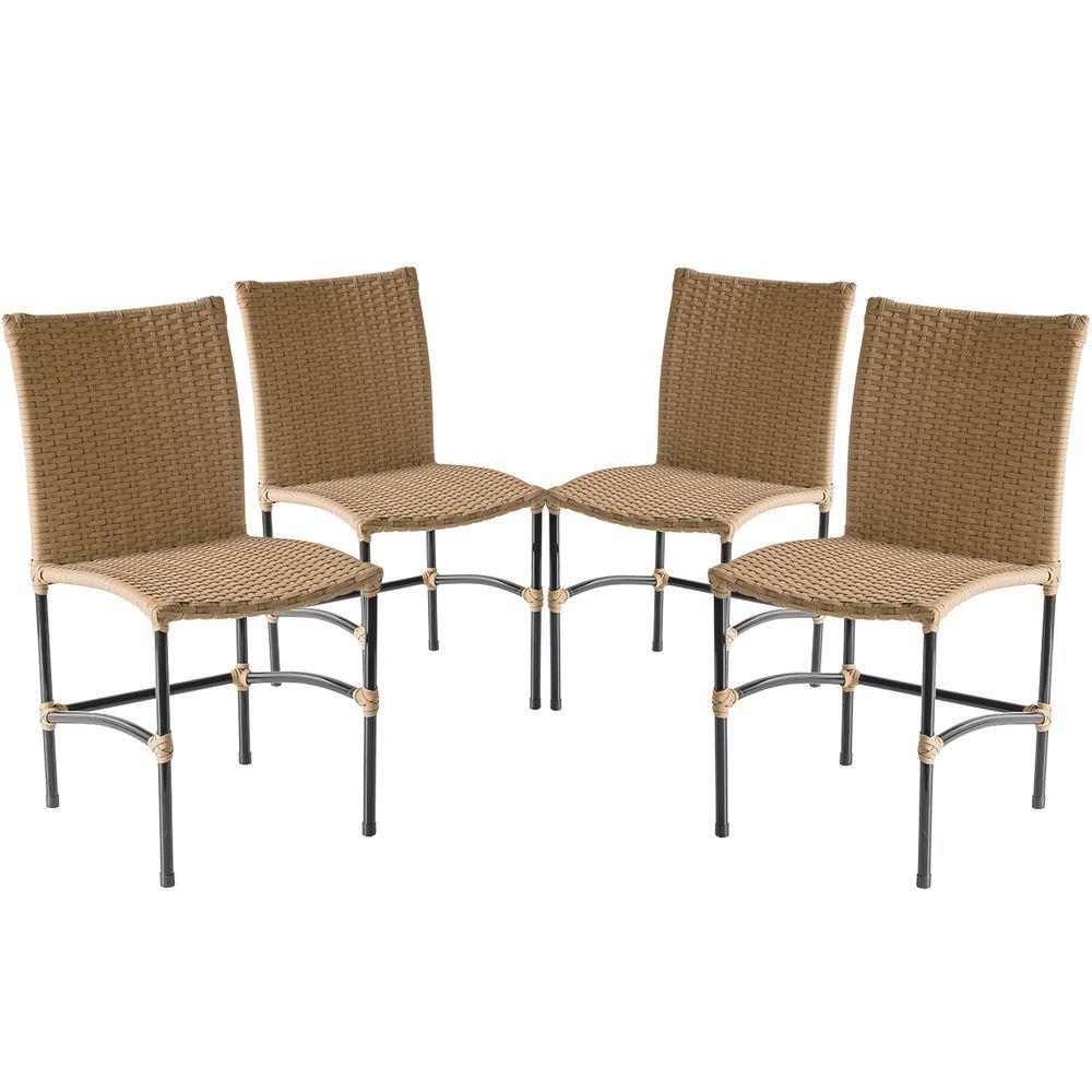 Miniatura Kit 4 Cadeiras De Jantar Para Varanda Teca Estonado