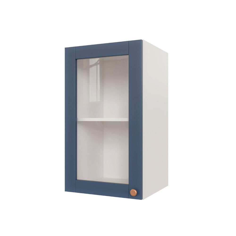 Miniatura Armário Aéreo 1 Portas 40cm com Porta de Vidro Arizona Cabecasa Madeiramadeira Branco/Azul