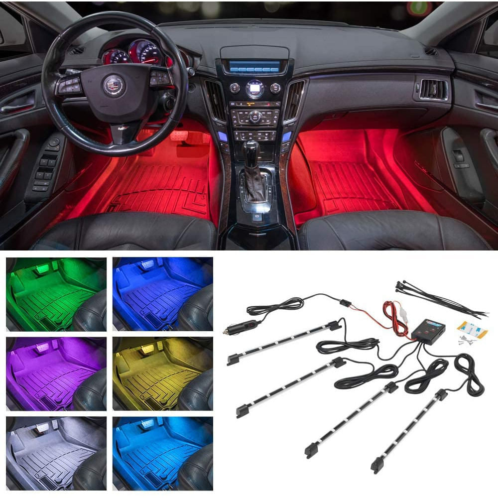 Miniatura LedGlow Luz LED Automotiva Decorativa Interna Carros Caminhões à Prova Dágua 4 Peças 7 Cores