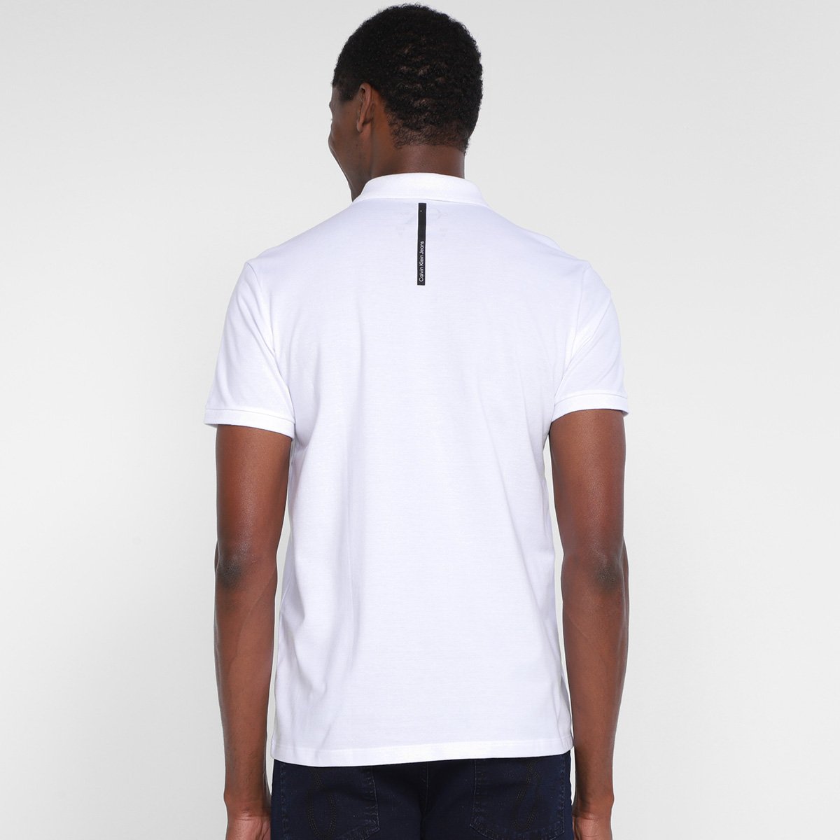 Miniatura Camisa Polo Calvin Klein Logo Masculina Branco - G