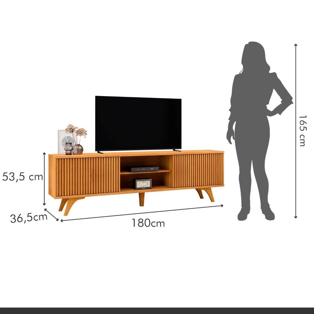 Rack para Tv até 75 Polegadas 2 Portas de Correr 180cm Gaia Naturalle