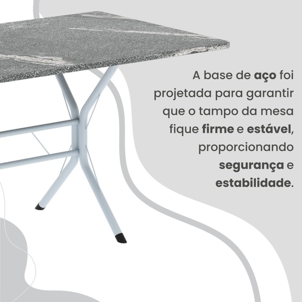 Conjunto Sala de Jantar Mesa Retangular 100x60cm Tampo Granito Topázio 4 Cadeiras Rio Creme / Branco