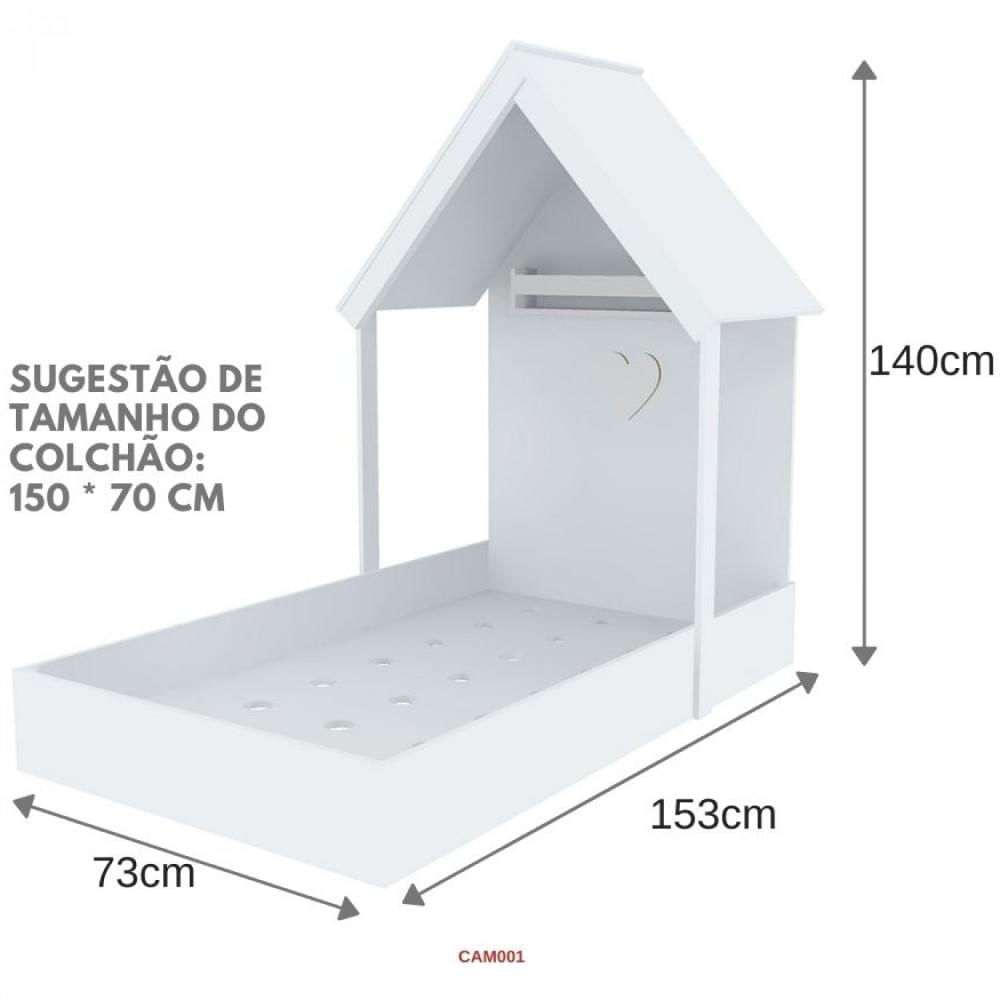 Miniatura Cama Infantil 1 Prateleira Casinha Helena Bramov Móveis Branco
