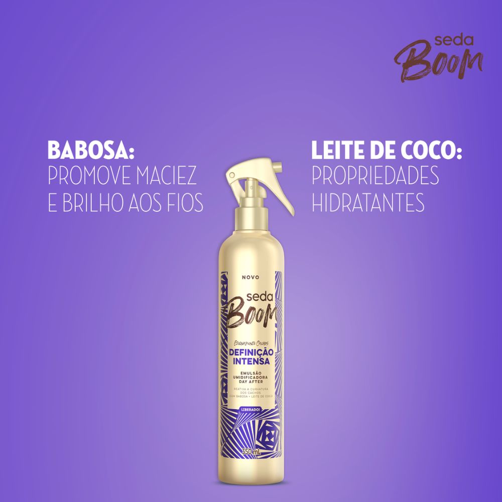 Miniatura Emulsão Umidificadora Day After Seda Boom Definição Intensa Frasco Borrifador 350ml