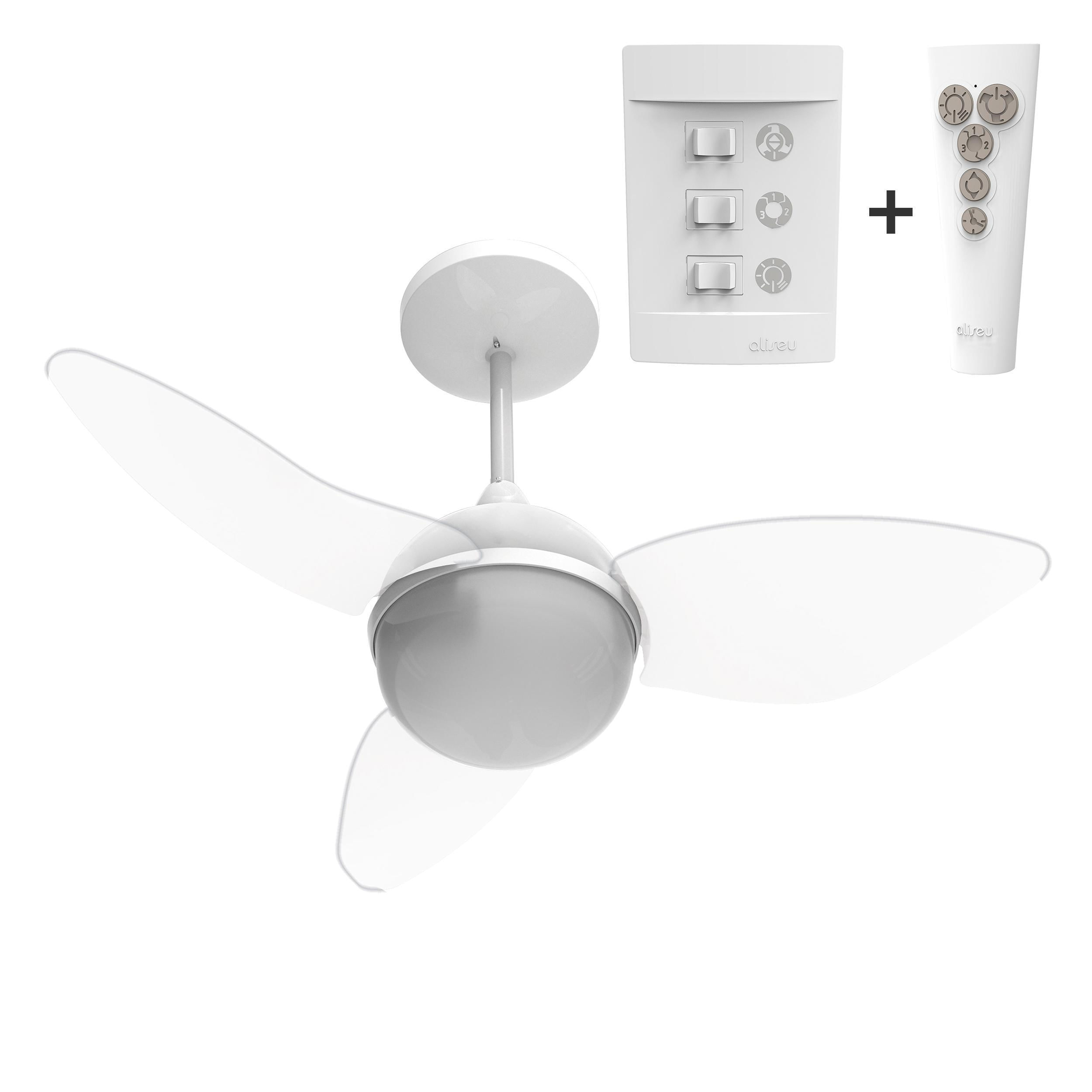Miniatura Ventilador Teto Aliseu Smart Cristal Control Remoto E Parede