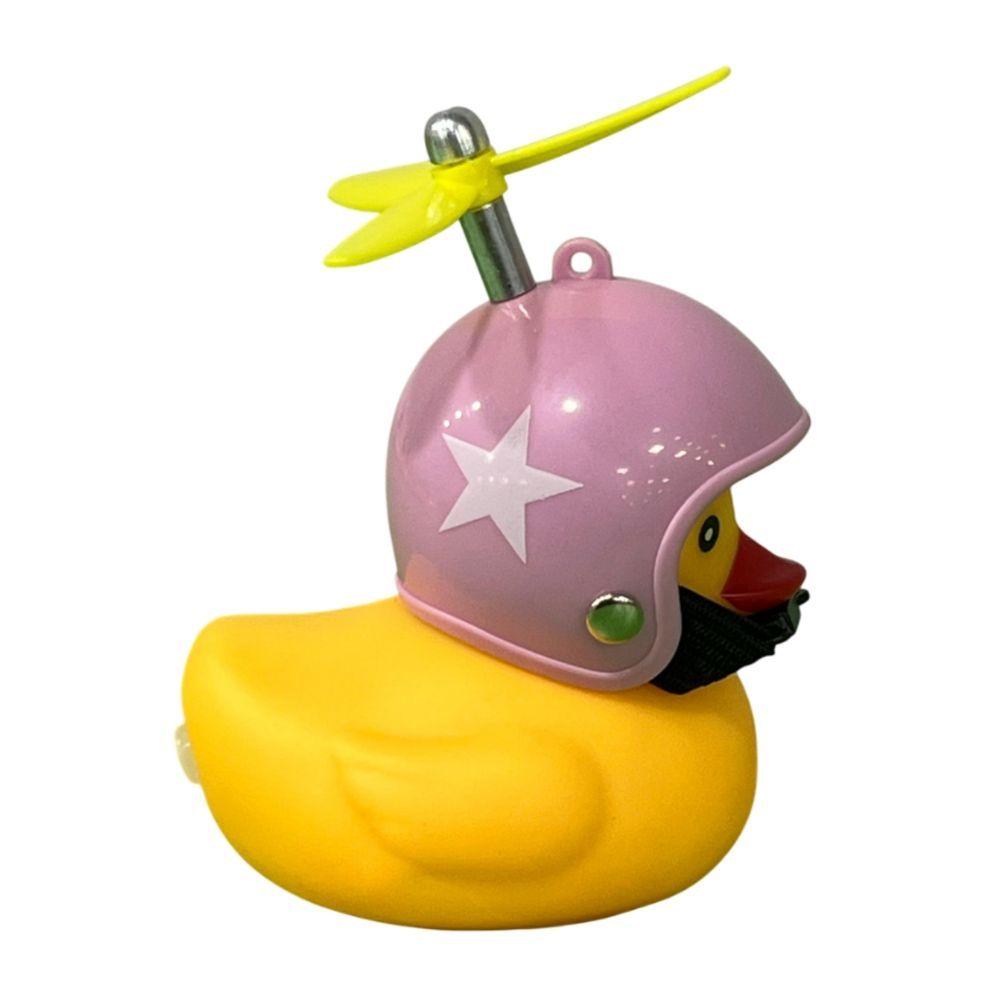 Miniatura Patinho Buzina Borracha Moto Bike Guidão Luz Hélice Modelos Rosa