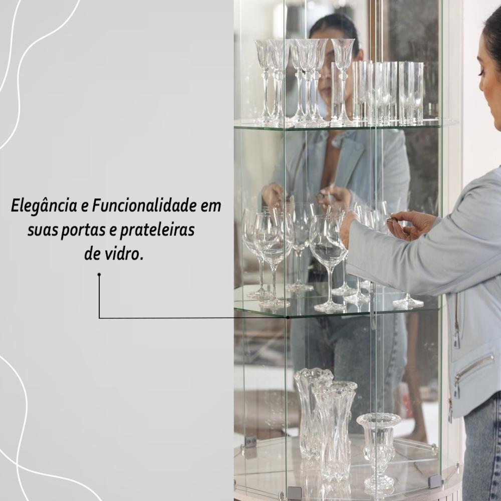 Miniatura Cristaleira Com Espelho Led 4 Portas 2 Gavetas Moss Cumaru Opala