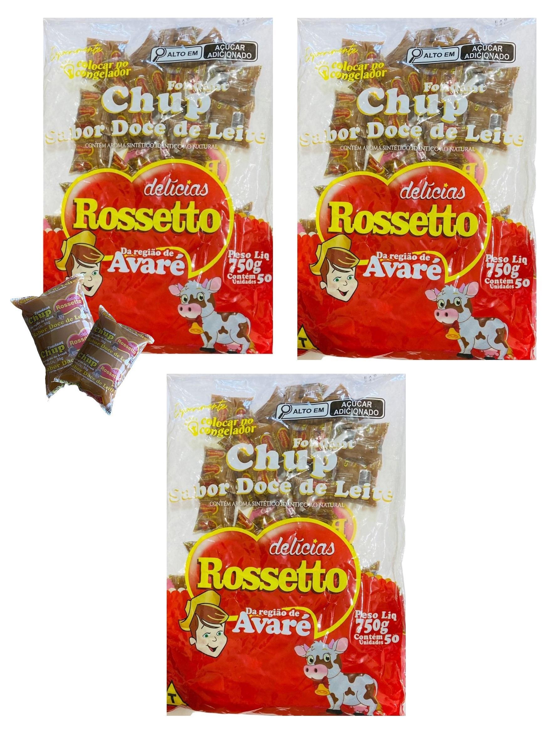 Miniatura Kit 3 Pacotes Com 50 Un Chup Doce De Leite Rosseto 1,5Kg