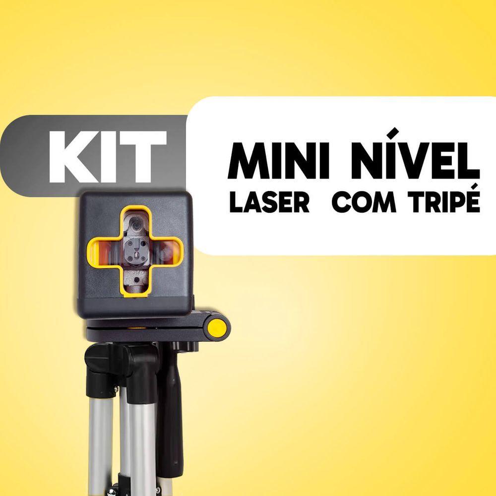 Kit Mini Nível Laser 20m Com Tripé 2 Linhas E Bateria Recarregável