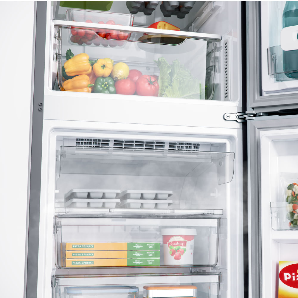 Miniatura Geladeira Consul Frost Free Duplex 397 litros Evox com freezer embaixo - CRE44BK 110V
