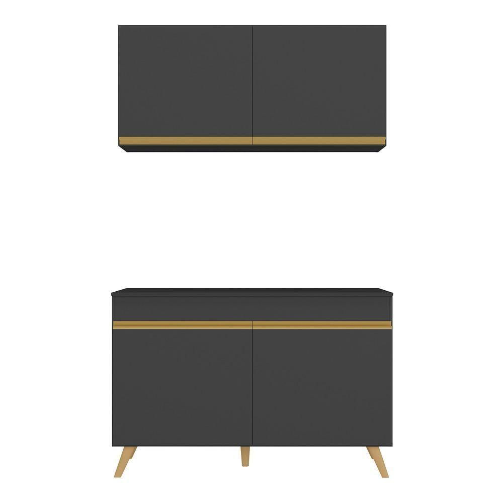 Miniatura Armário De Cozinha Compacta 120cm Multimóveis V3748/dourado