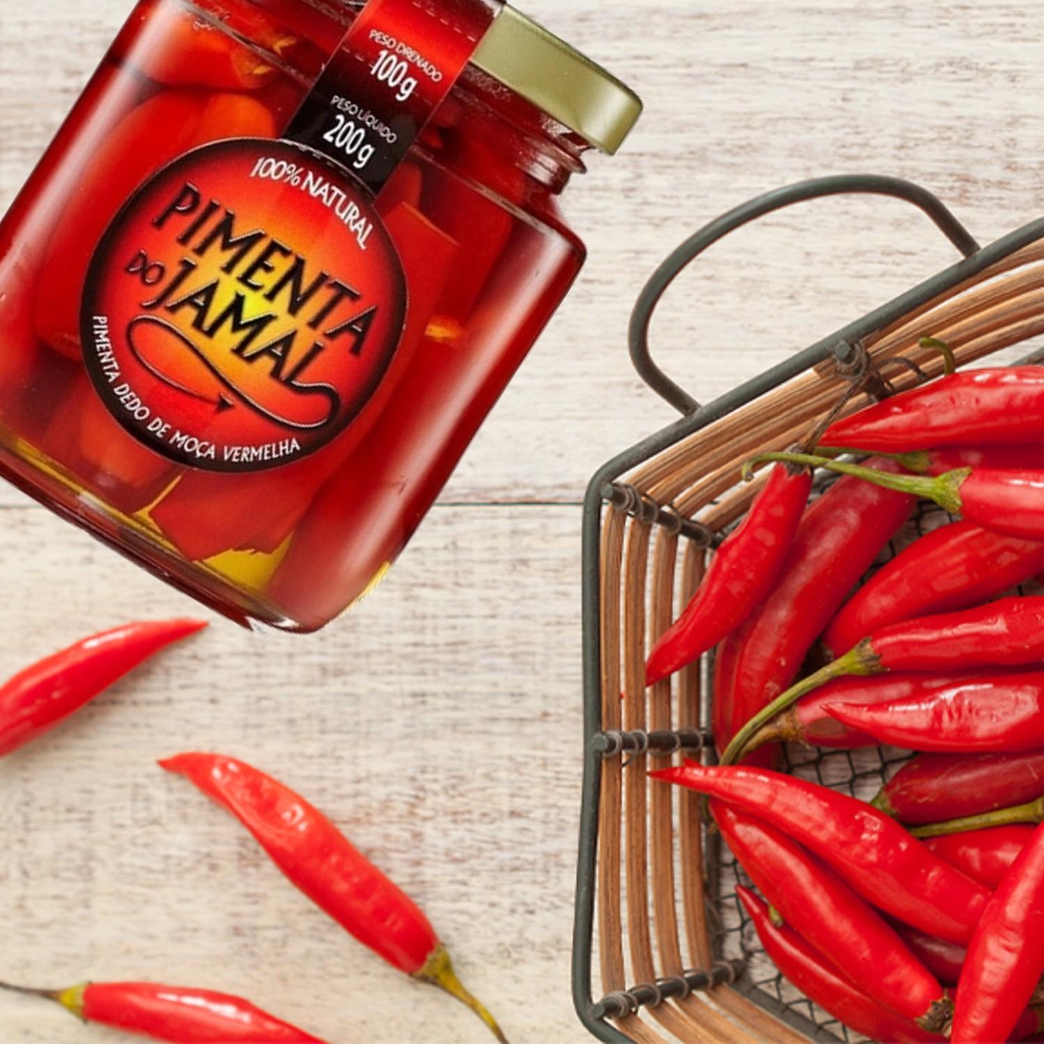Miniatura Kit 3Un Pimenta Dedo De Moça Vermelha Em Conserva Jamal 200G