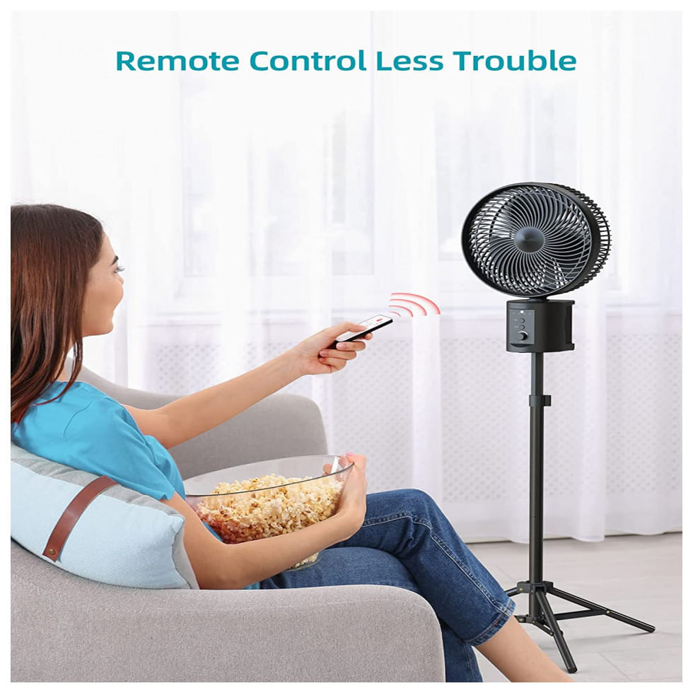 Ventilador de Mesa Portátil Zoolb com Altura Ajustável, Controle Remoto e Bateria Recarregável, Preto