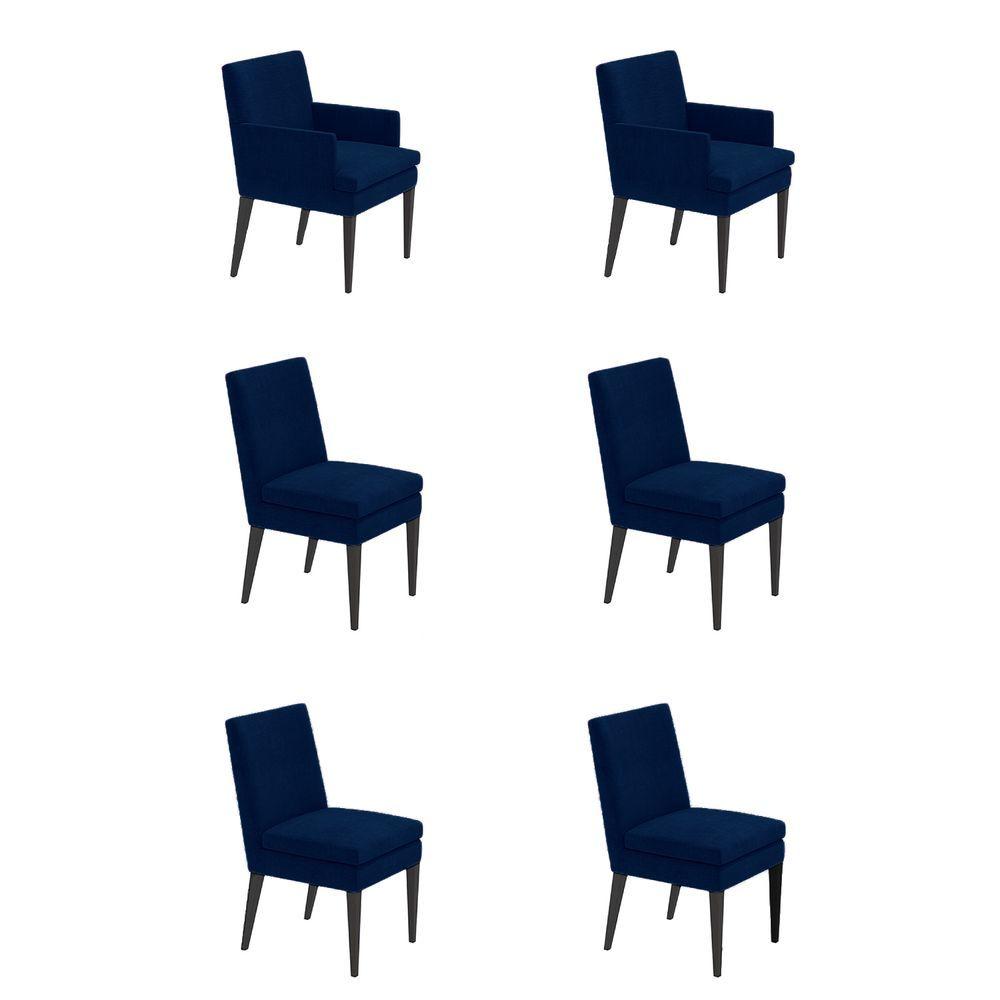 Miniatura Kit 4 Cadeiras Germany + 2 Germany Retro Suede Azul Marinho