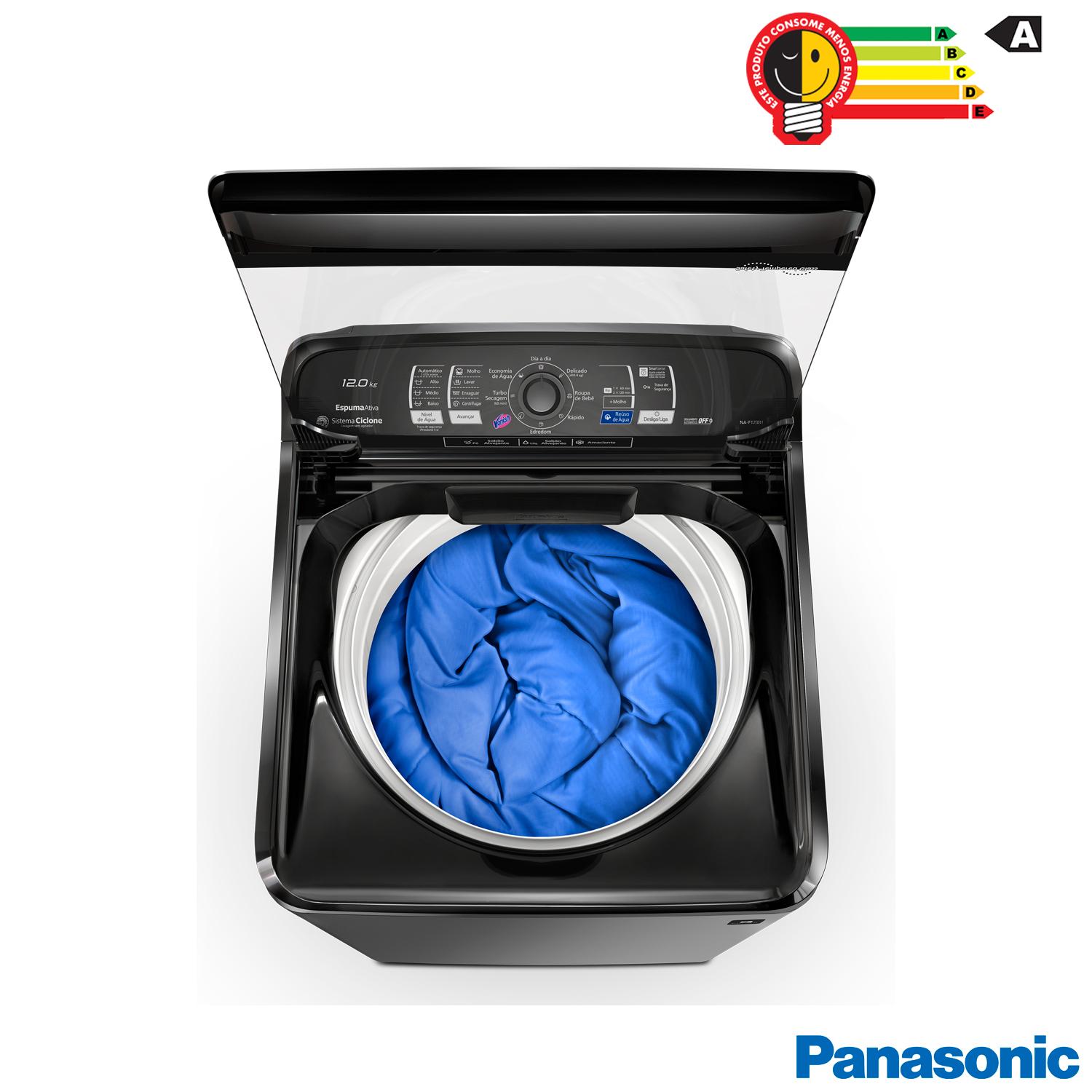Miniatura Lavadora de Roupas Panasonic 12kg Titânio com 08 Programas de Lavagem - NA-F120B1TA 110