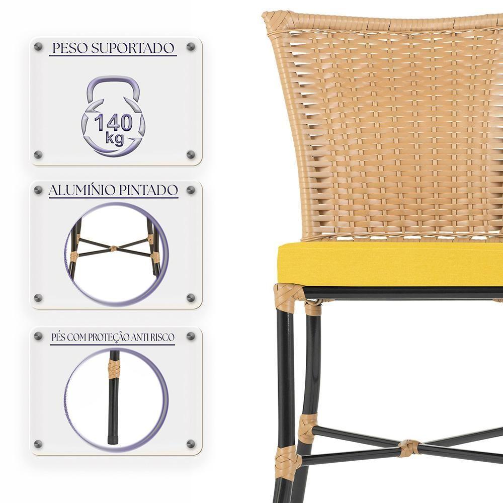 Miniatura Cadeira De Jantar Reforçada Em Alumínio E Fibra Estofado Impermeavel 4 Unidades Capuccinoráfia A04