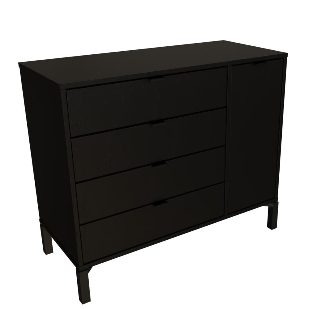 Miniatura Cômoda Falkk Queens 4 Gavetas e 1 Porta Preto