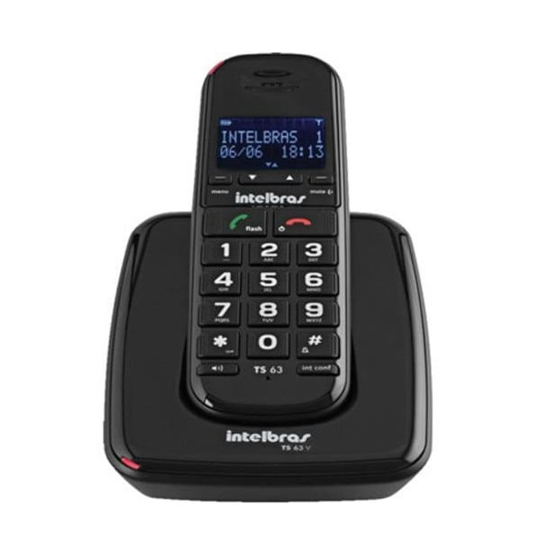 Miniatura Aparelho de Telefone Fixo sem fio Bina ID TS 63 V Intelbras Homologação: 29461100160