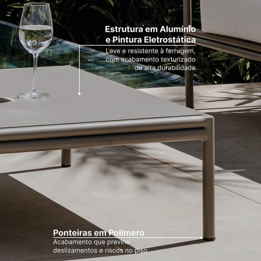 Conjunto Jardim e Varanda 1 Chaise 1 Sofá 1 Puff 1 Mesa Lateral 70cm Refúgio Cabecasa Madeiramadeira Champanhe/Cinza Mesclado