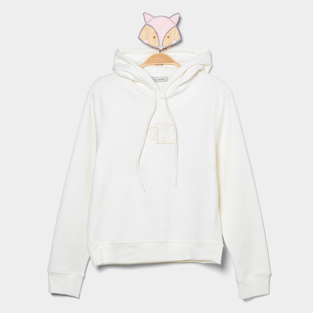 Miniatura Moletom Infantil Calvin Klein Patch Menina Off White - 12A