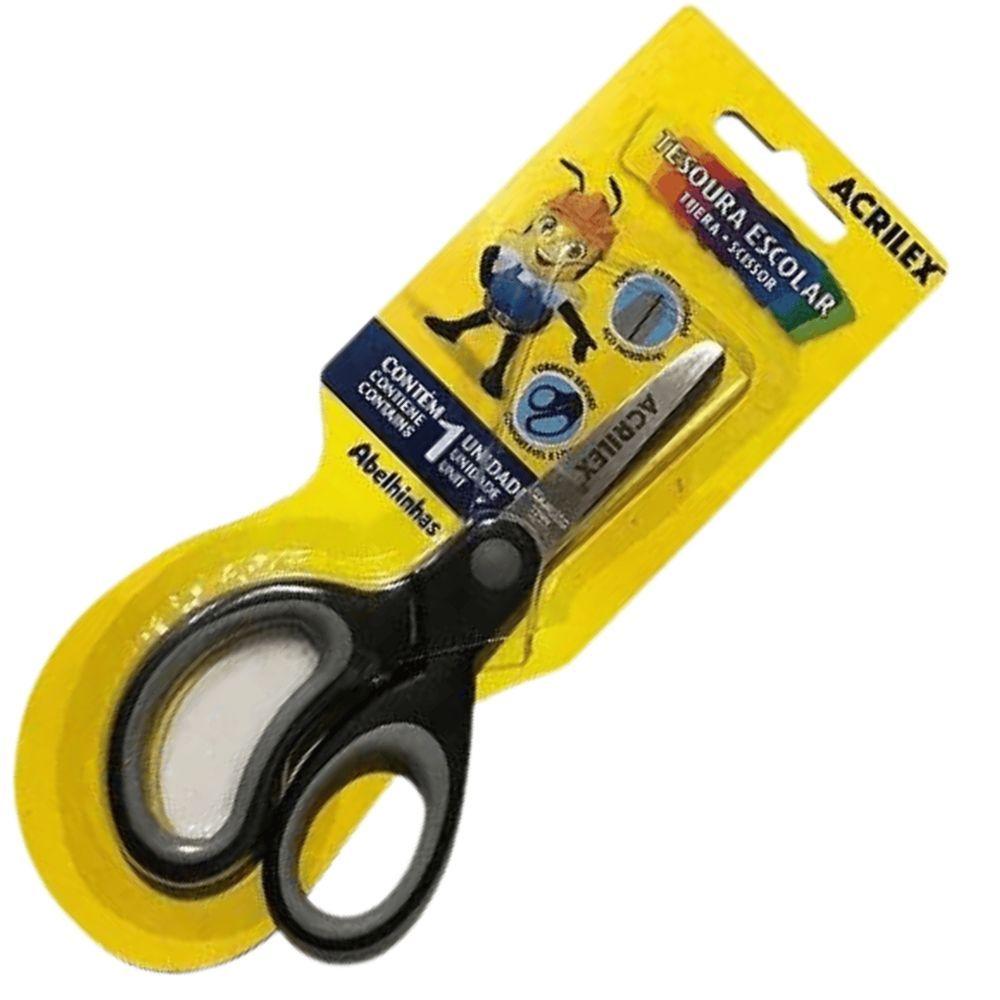 Miniatura Tesoura Escolar Acrilex - Bicolor Preto