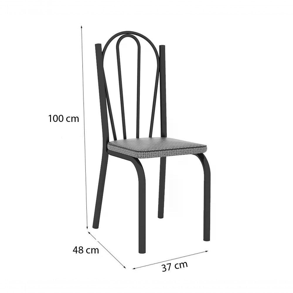 Miniatura Cadeira Tubular Preto Fosco 121 Assento Platina Platina