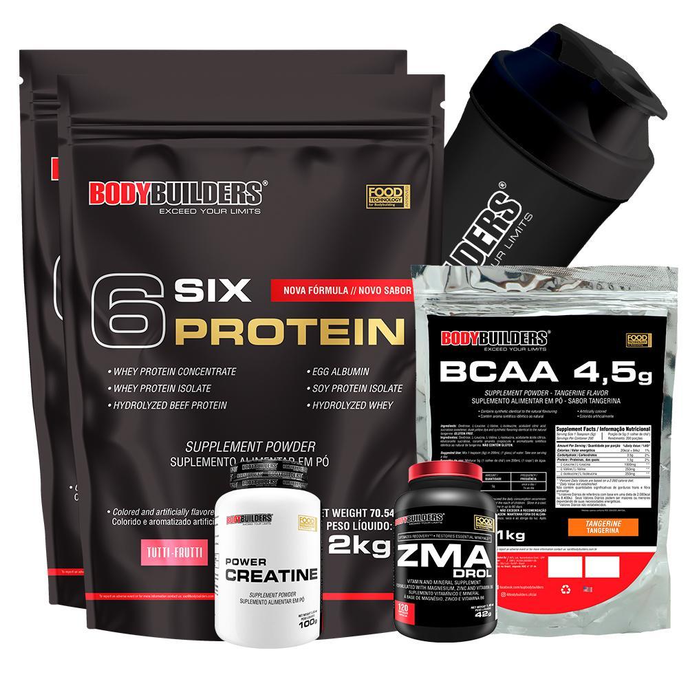 Miniatura Kit 2 6 Six Protein 2Kg+ Bcaa 1Kg Tangerina+ Power