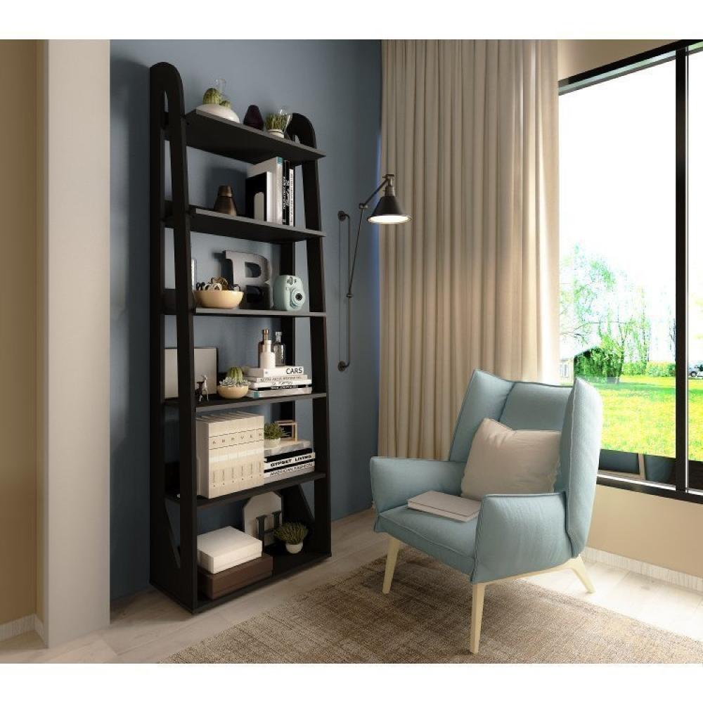 Miniatura Conjunto 3 Estantes para Livros 6 Prateleiras Floripa Espresso Móveis Preto