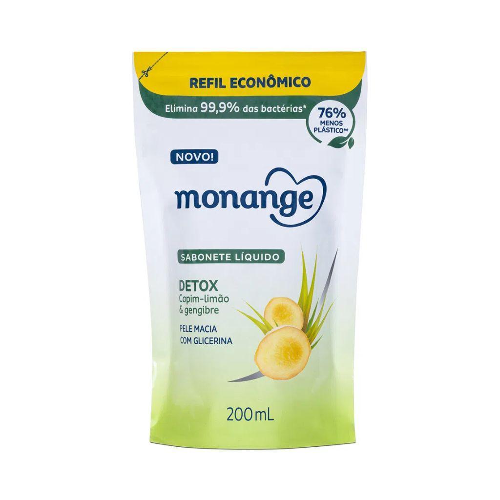 Miniatura Sabonete Liquido Monange Refil 200Ml Detox - Kit Com 3Un
