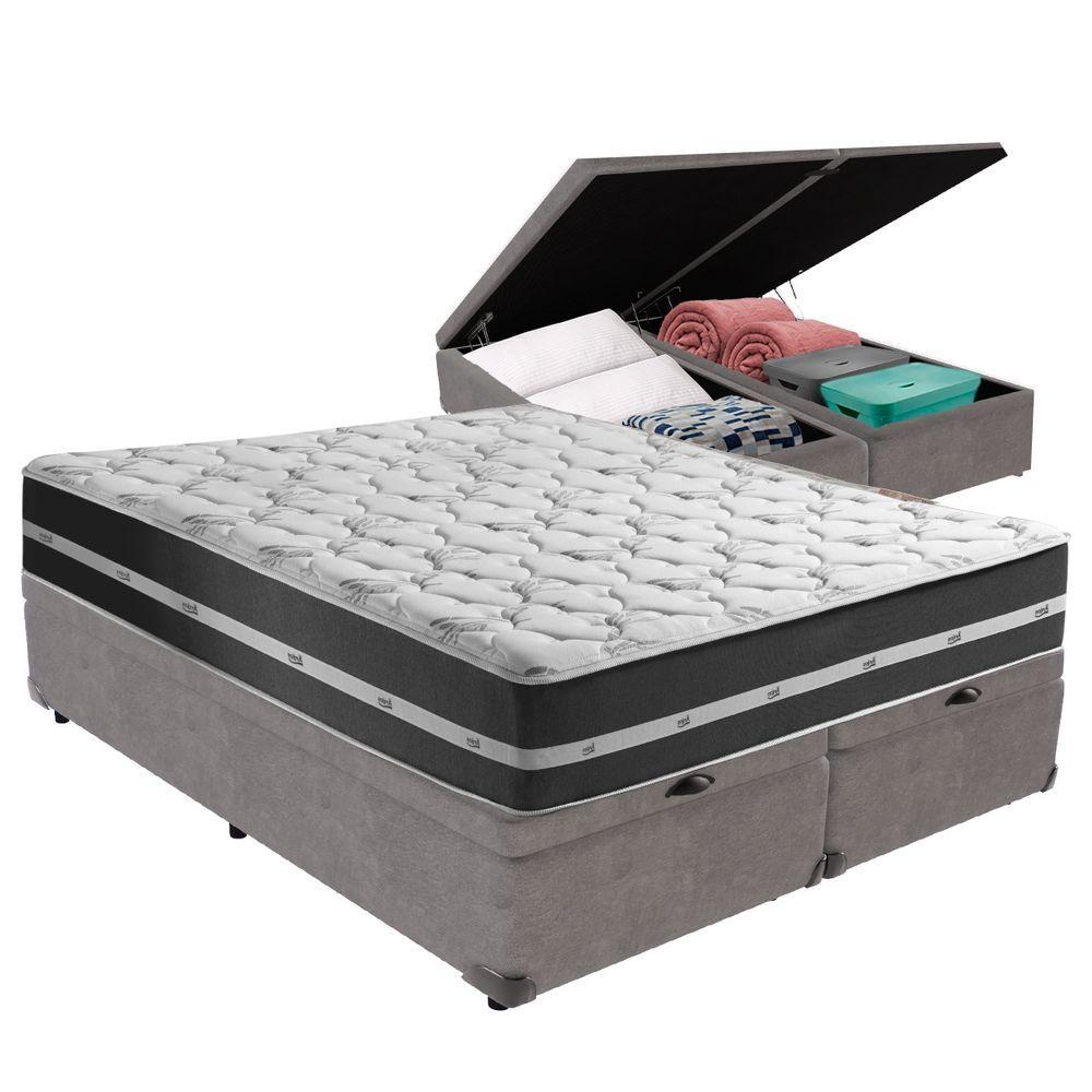 Miniatura Cama Box King Preto Com Base Baú Cinza Classic Anjos