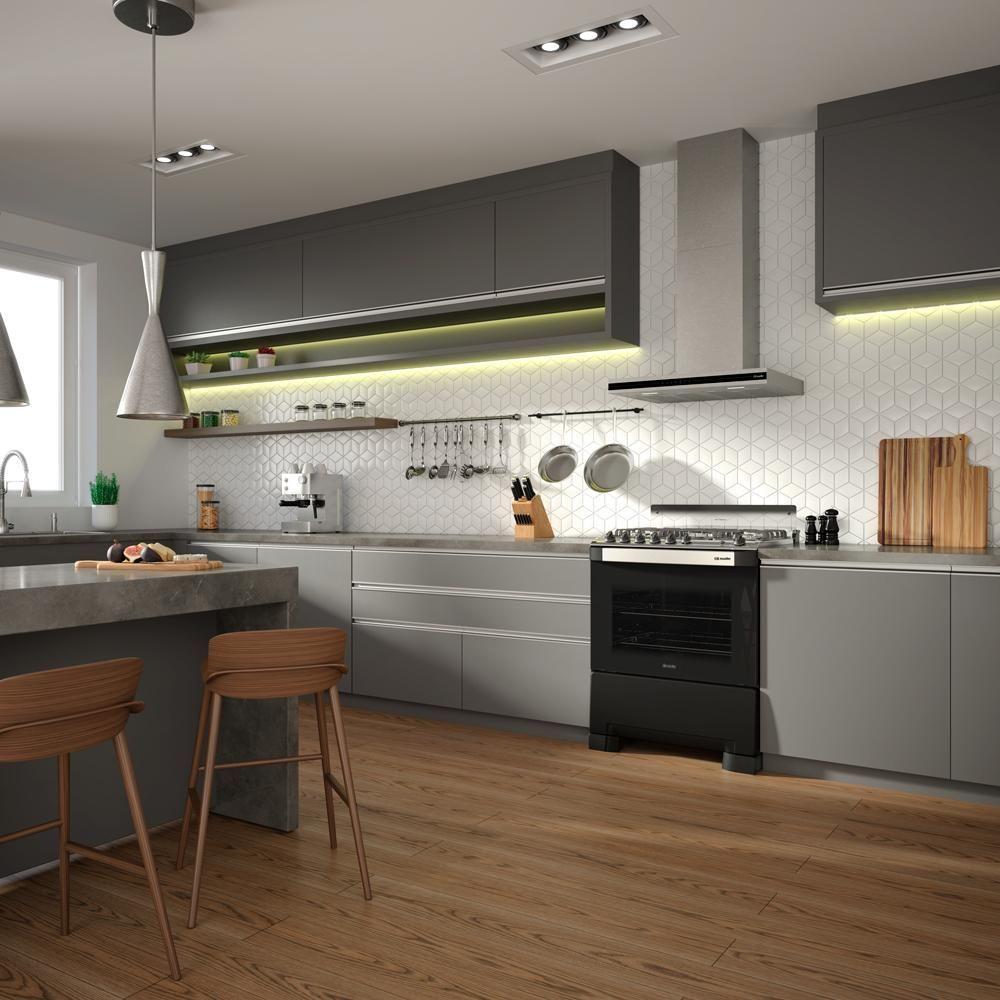 Fogão Mueller 5 Bocas Decorato Gourmet Preto Fosco Com Timer E Tripla Chama Preto Fosco Bivolt