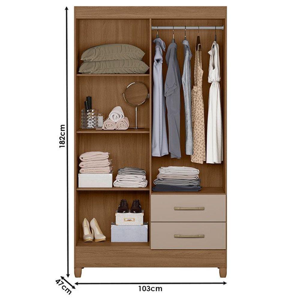 Miniatura Guarda Roupa Solteiro Ambiente Chile 4 Portas Carvalho Fendi - Moval