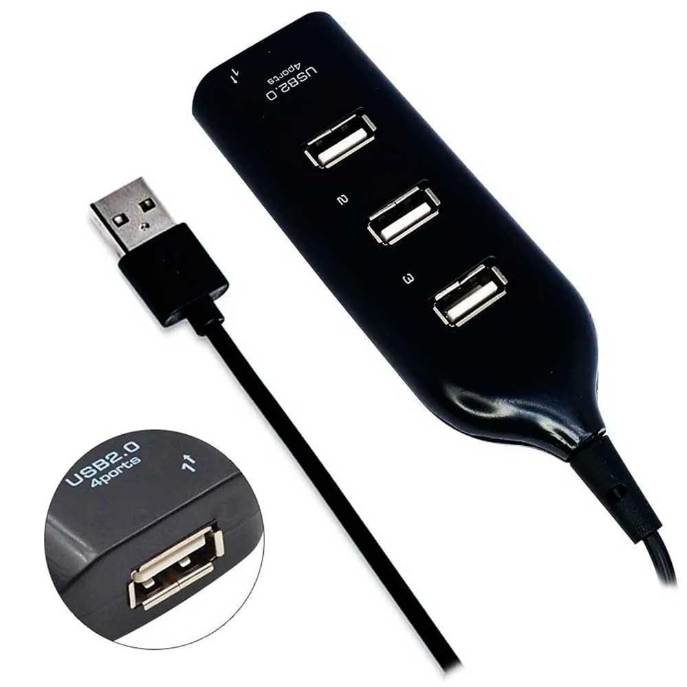 Miniatura Hub Usb Extensor De Portas Usb 2.0 4 Portas Adaptador Usb Preto - Hub - 4 portas