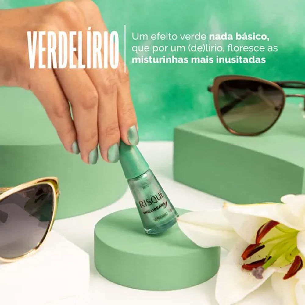 Miniatura Esmalte Verde Água Risqué Chilli Beans Efeito Cor Verdelírio 8ml