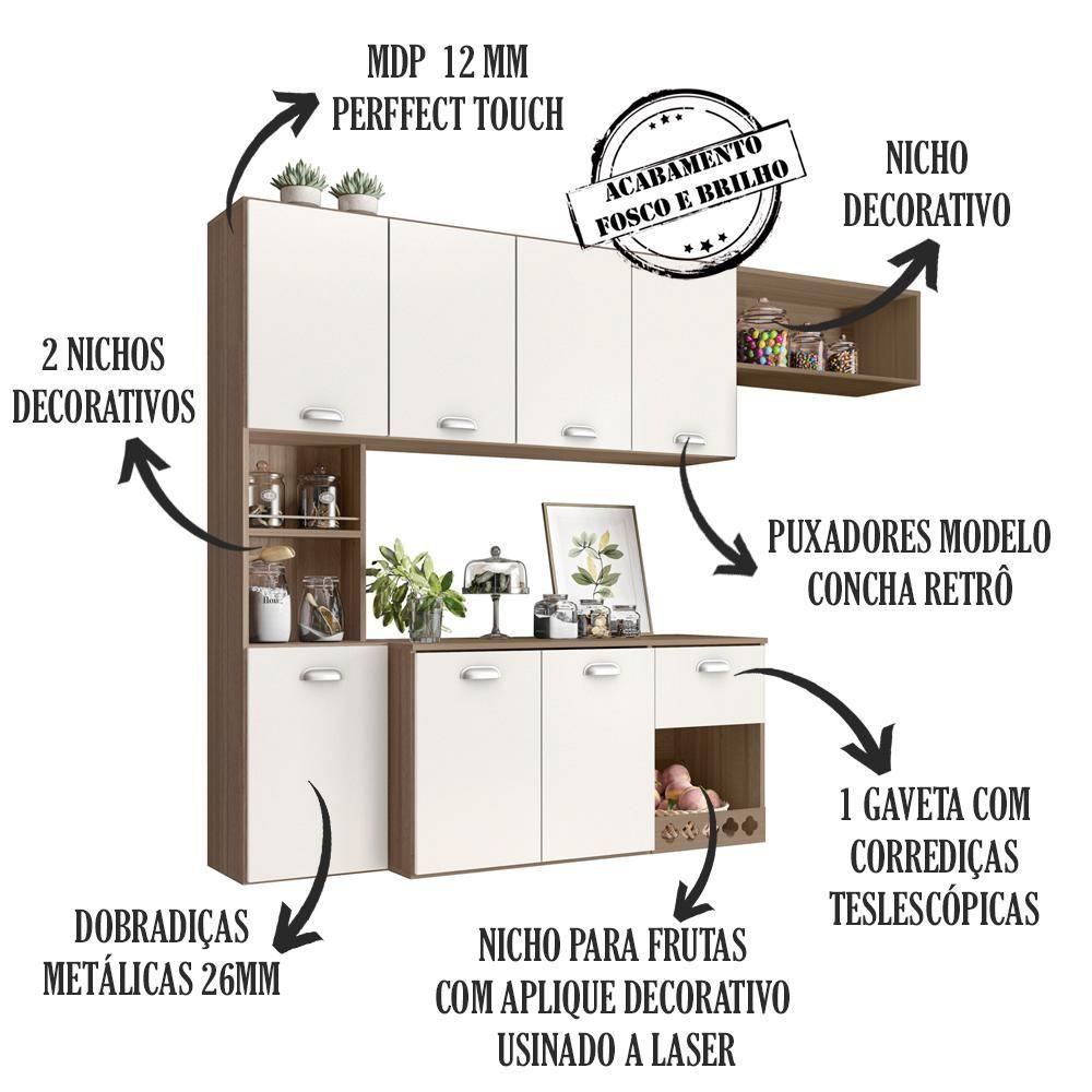 Cozinha Compacta 7Pts 10019 Carvalho Oak OffWhite