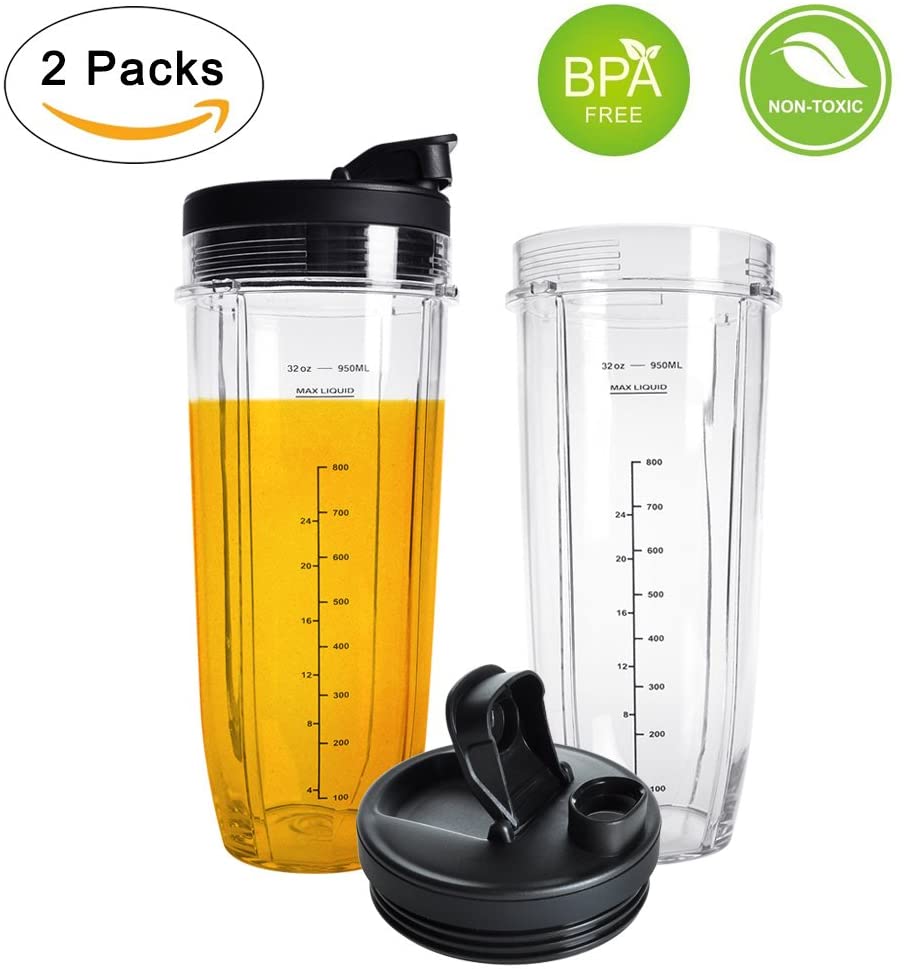 Miniatura Nutri Ninja Auto IQ Copos Reposição 946ml 2Packs Transparente CTampa Preta